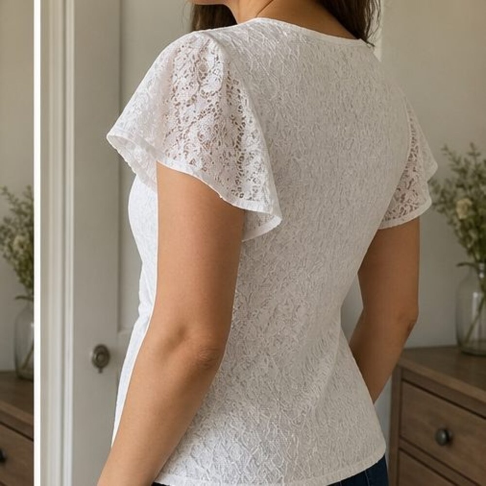 White Ruffle Blouse - Picture 3 of 6